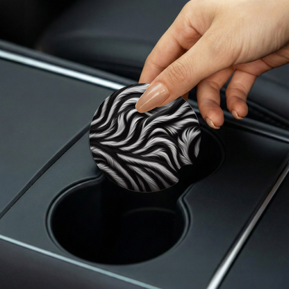 Zebra Print Ceramic Car Coaster- Set of 2