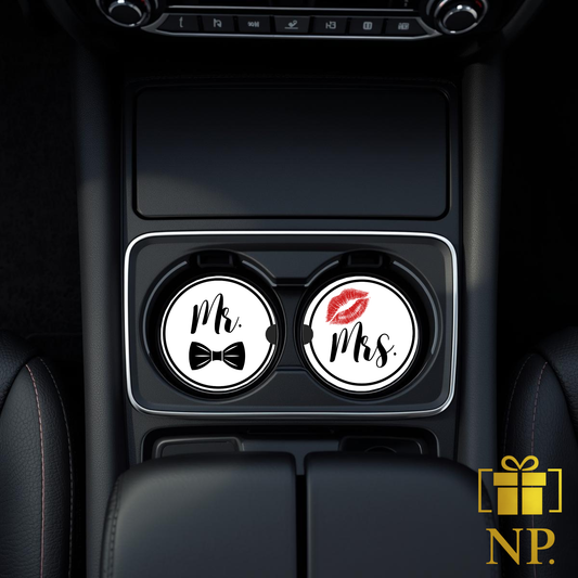 Mr. & Mrs. Ceramic Car coaster- Set of 2