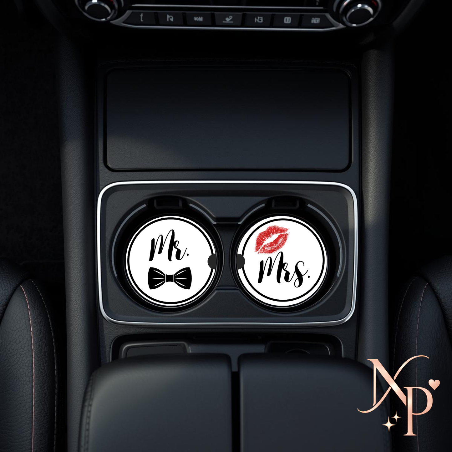 Mr. & Mrs. Ceramic Car coaster- Set of 2