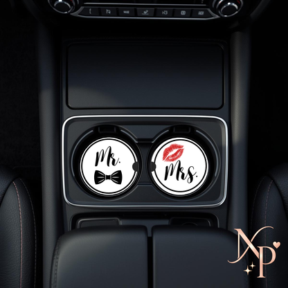 Mr. & Mrs. Ceramic Car coaster- Set of 2