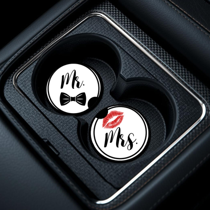 Mr. & Mrs. Ceramic Car coaster- Set of 2