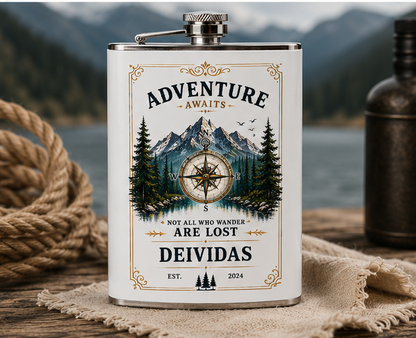Adventure Awaits Personalized Stainless Steel Flask