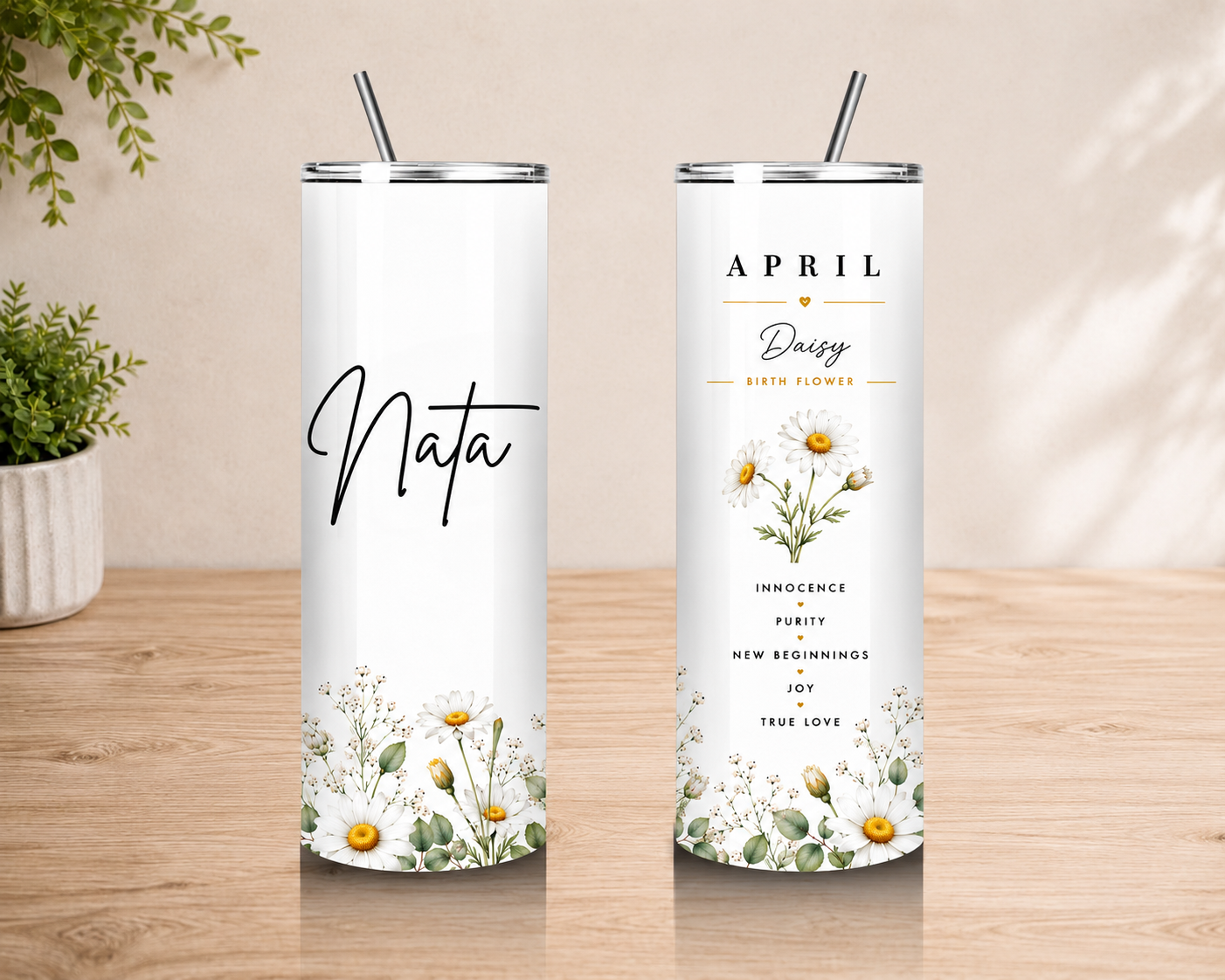 Birth Flower Personalized Skinny Tumbler- 600 ml