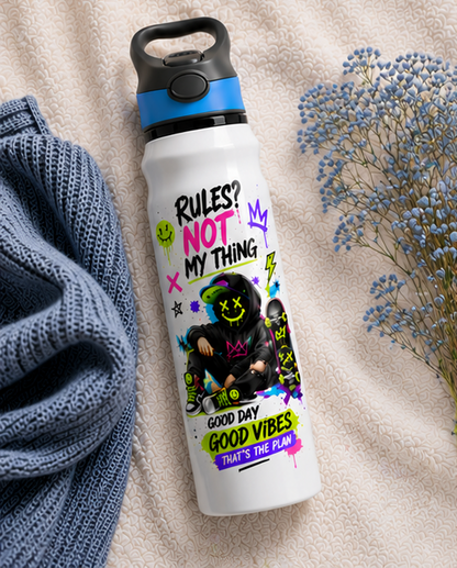 Rules? Not My Thing- 750 ml Graffiti Water Bottle