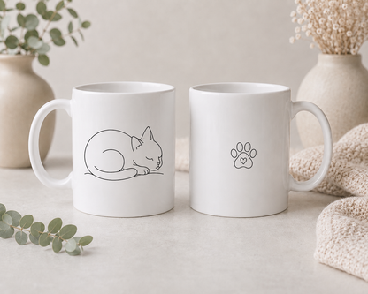 Minimalist Sleeping Cat Mug