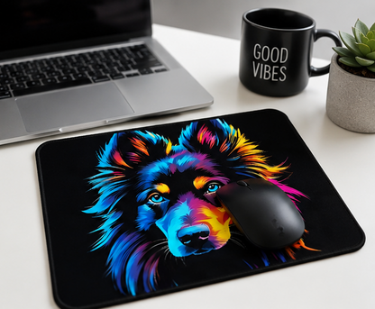 Neon Colorful Dog Mouse Pad