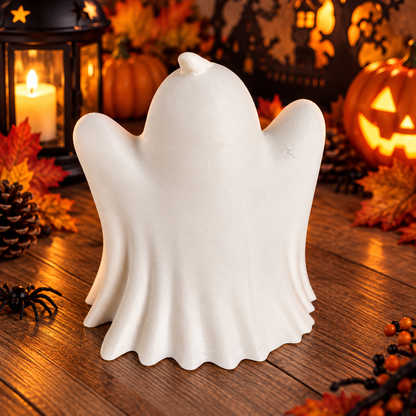 Back view of 3D printed ghost Halloween home decoration