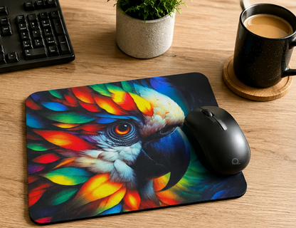 Colorful Parrot Mouse Pad – Vibrant Bird Desk Accessory