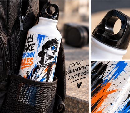 Graffiti style 400ml water bottle showing colorful wraparound design
