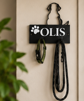Personalized Dog Leash Holder – Custom Name & Paw Design
