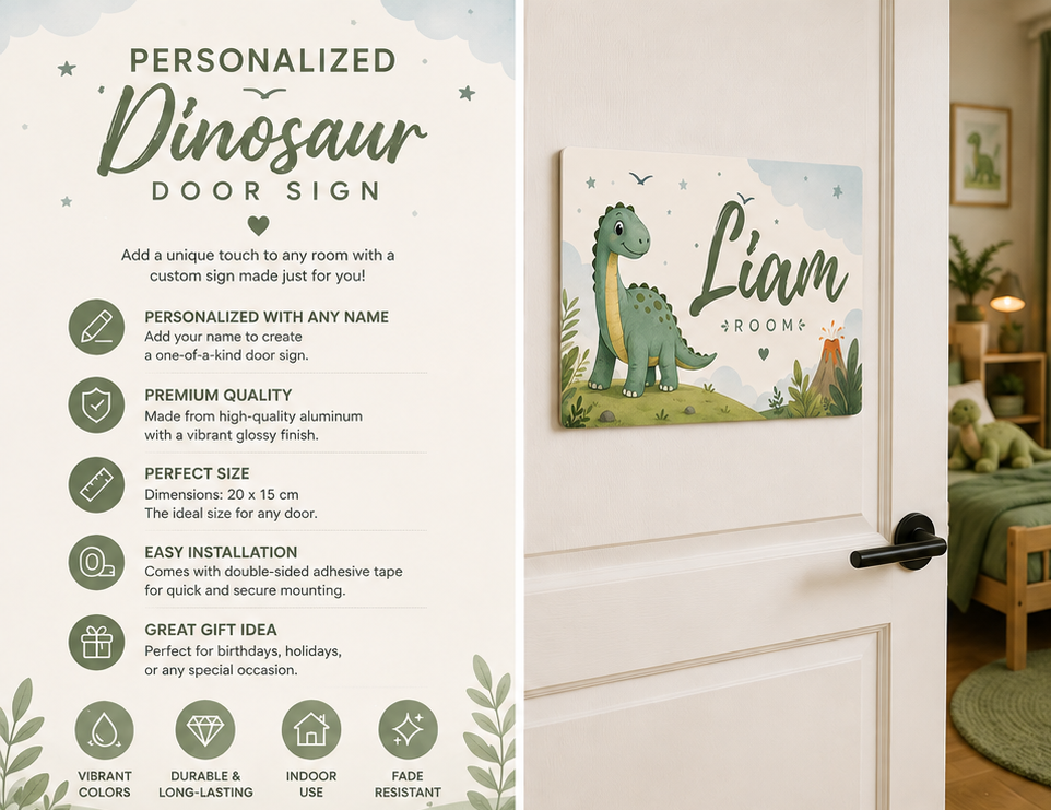 Personalized Dinosaur Door Sign