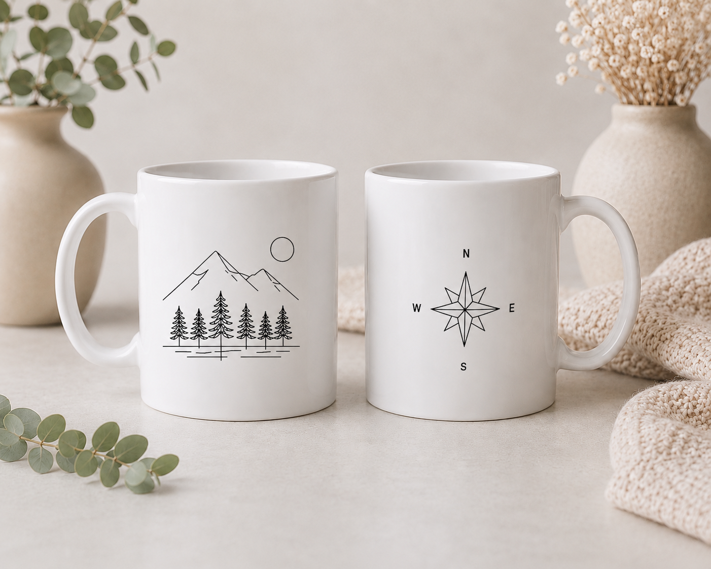 Minimalist Mountain & Forest Mug