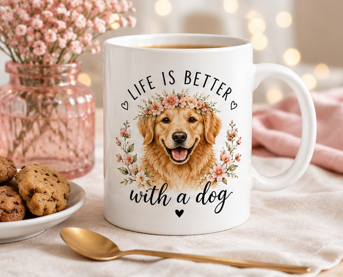 Life Is Better With a Dog Mug – Golden Retriever Gift