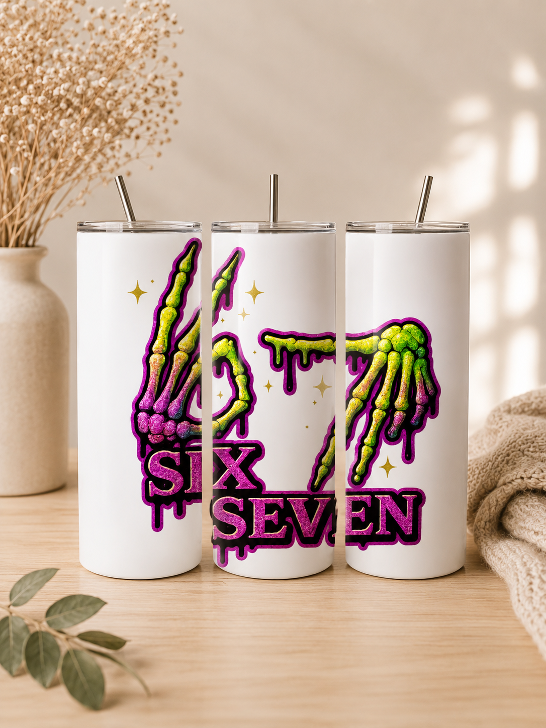 Six Seven Pink Skeleton Tumbler