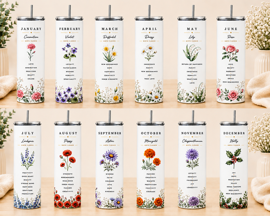 Personalized Birth Flower Tumbler- Custom Name Gift|600 ml
