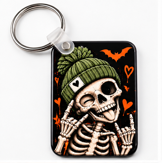 Halloween Skeleton Keychain – Spooky MDF Bag & Key Accessory