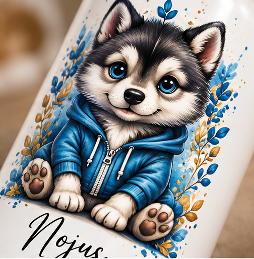 Personalized Husky Water Bottle with Name