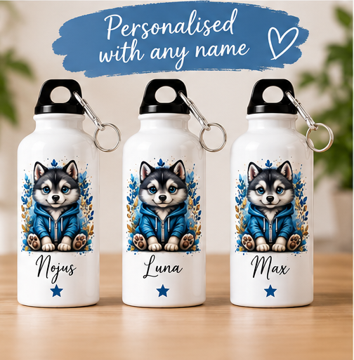 Personalized Husky Water Bottle with Name