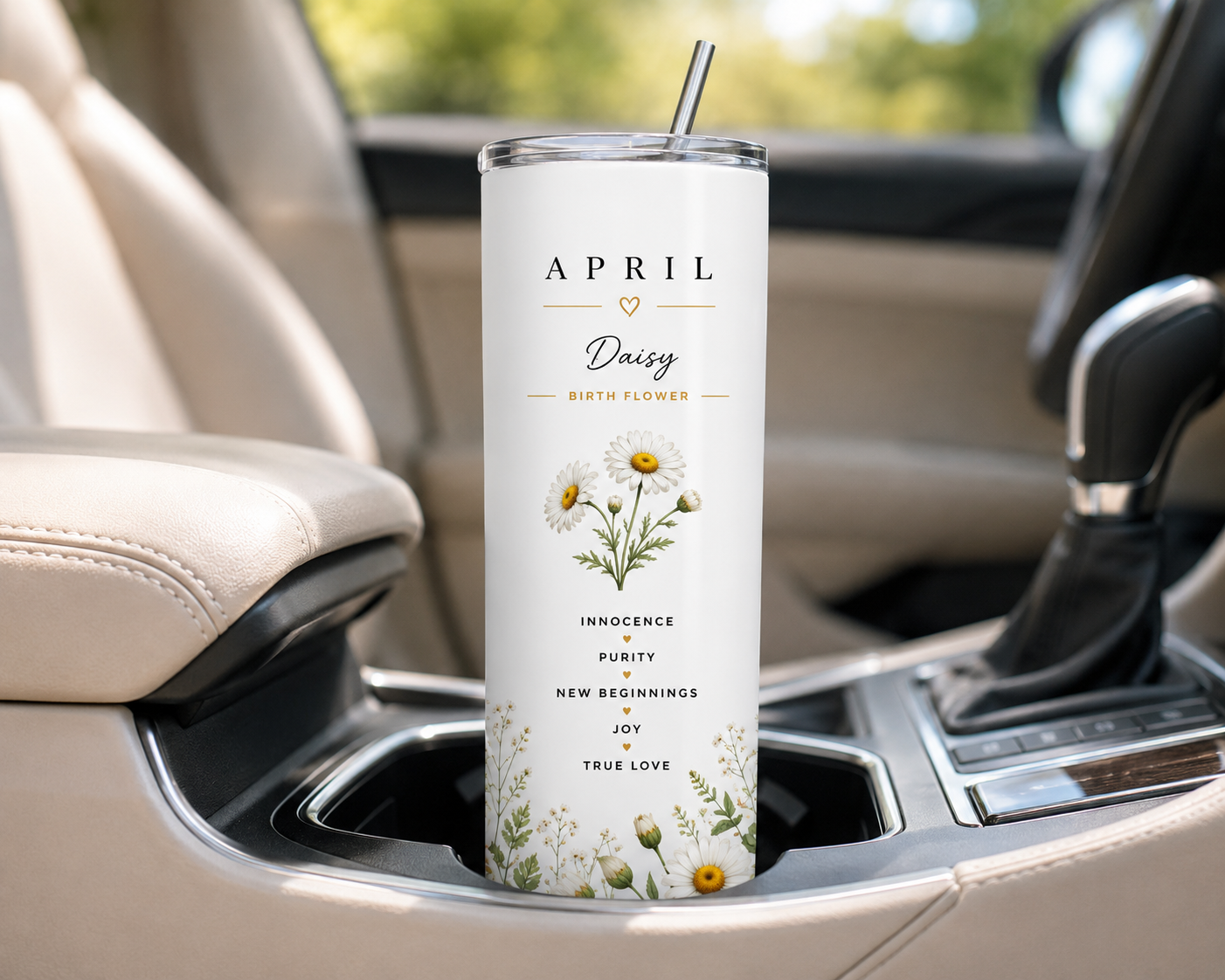 Birth Flower Personalized Skinny Tumbler- 600 ml