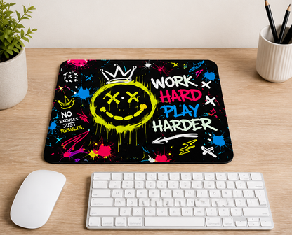 Work Hard Play Harder Graffiti Mouse Pad