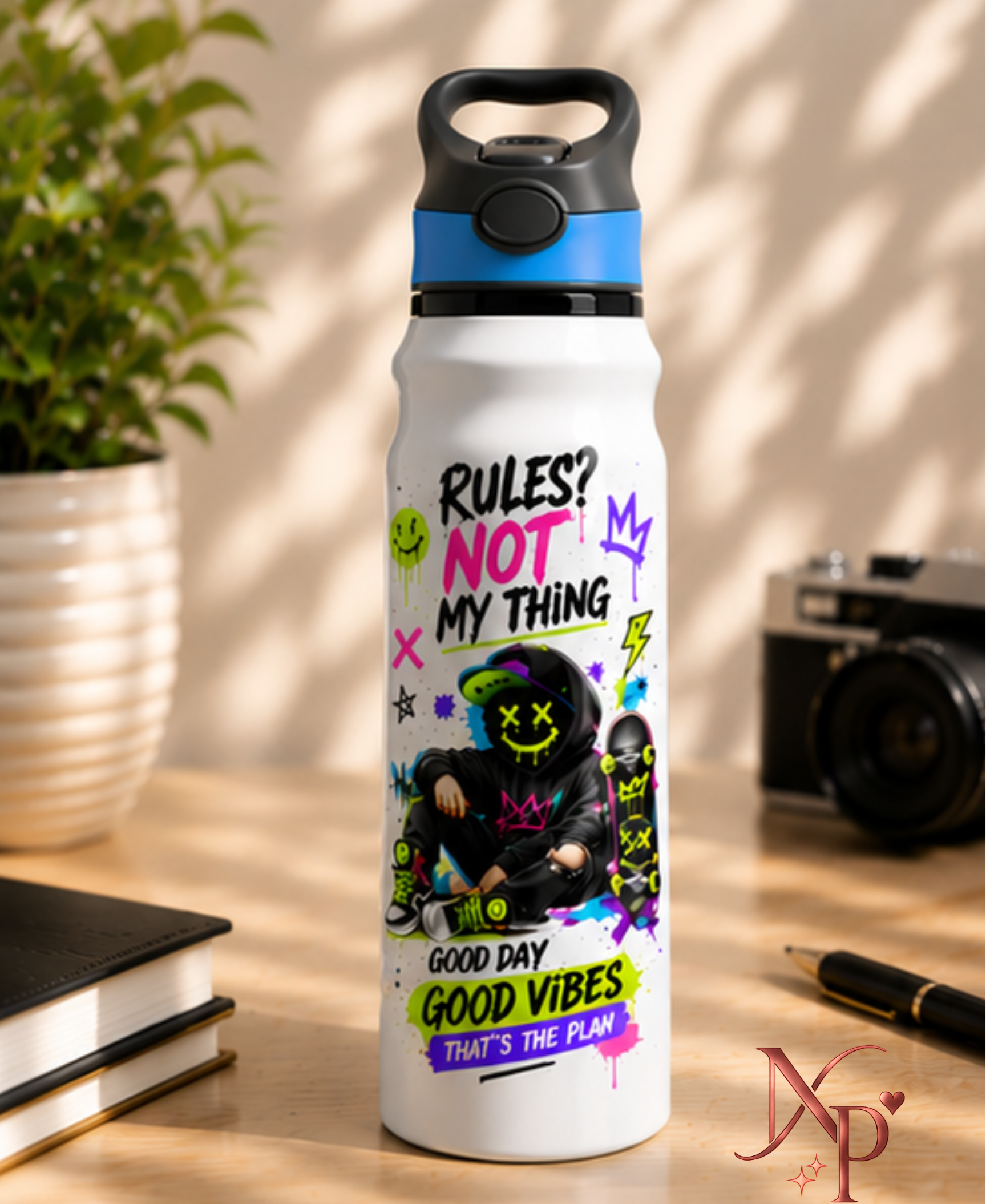 Rules? Not My Thing- 750 ml Graffiti Water Bottle – Nataprint