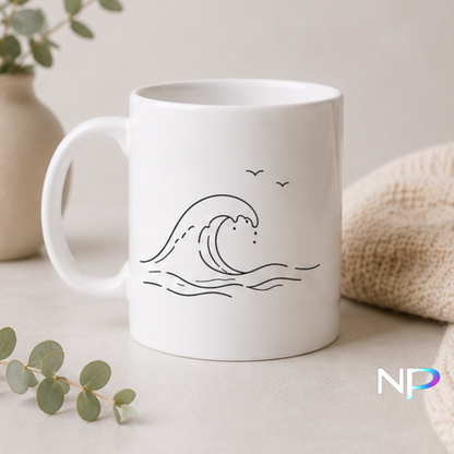 Minimalist Ocean Wave Mug