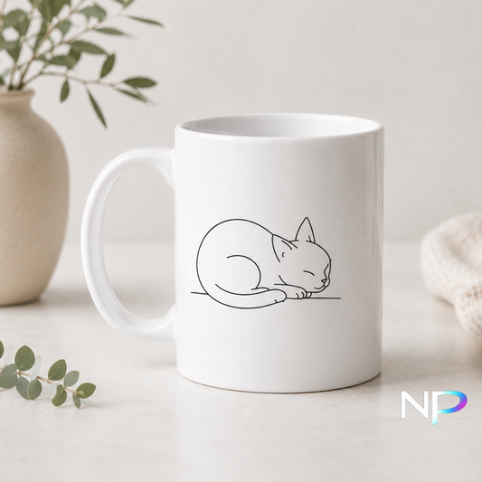 Minimalist Sleeping Cat Mug