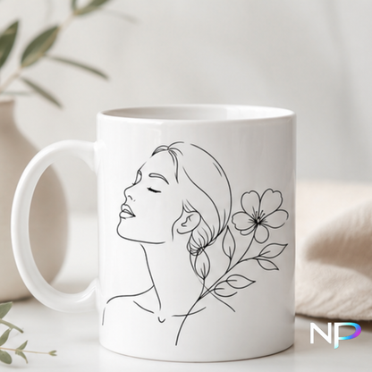 Minimalist Floral Woman Mug