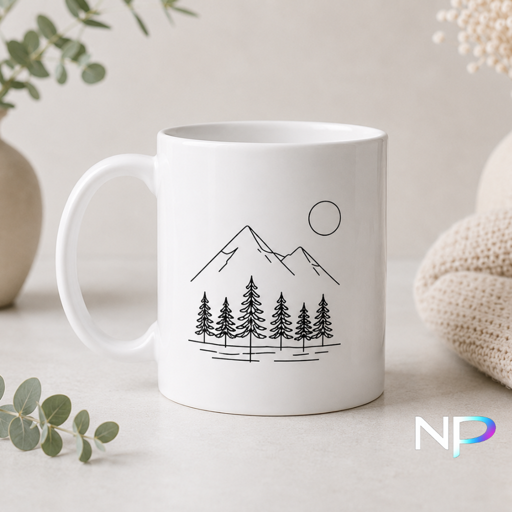 Minimalist Mountain & Forest Mug