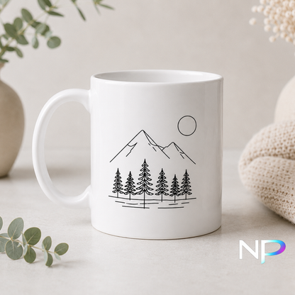 Minimalist Mountain & Forest Mug