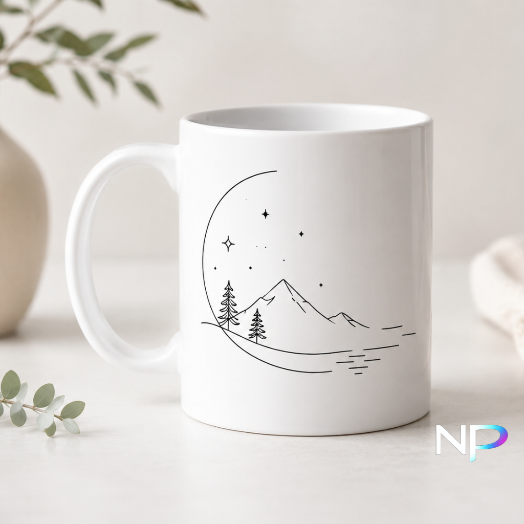 Minimalist Moonlight Adventure Mug