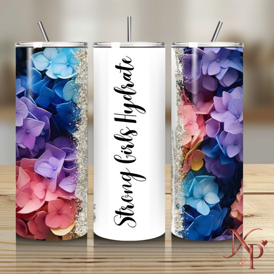 Strong Girls Hydrate- Floral Skinny Tumbler