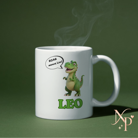 Personalized Dinosaur Mug with Name- "Roar Means..."