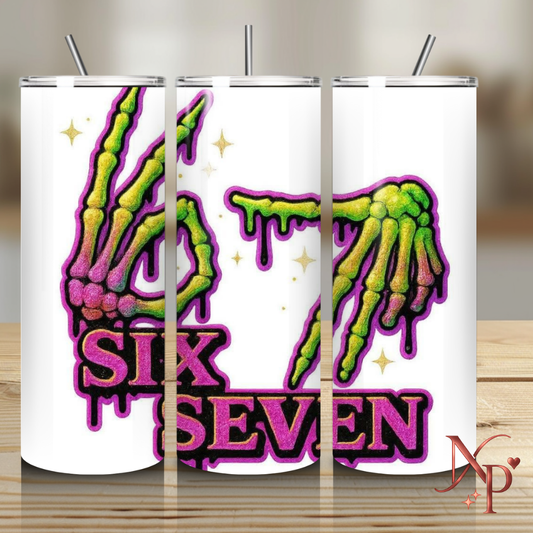 Six Seven Pink Skeleton Tumbler