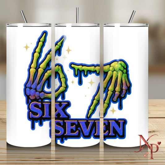 Six Seven Blue Skeleton Tumbler