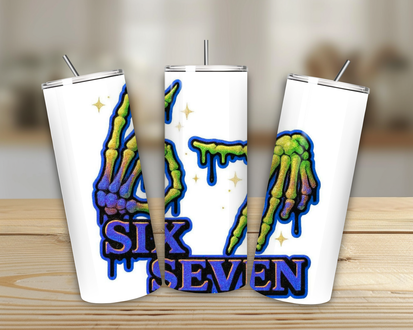 Six Seven Blue Skeleton Tumbler