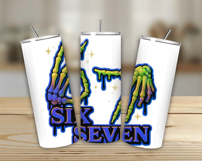 Six Seven Blue Skeleton Tumbler