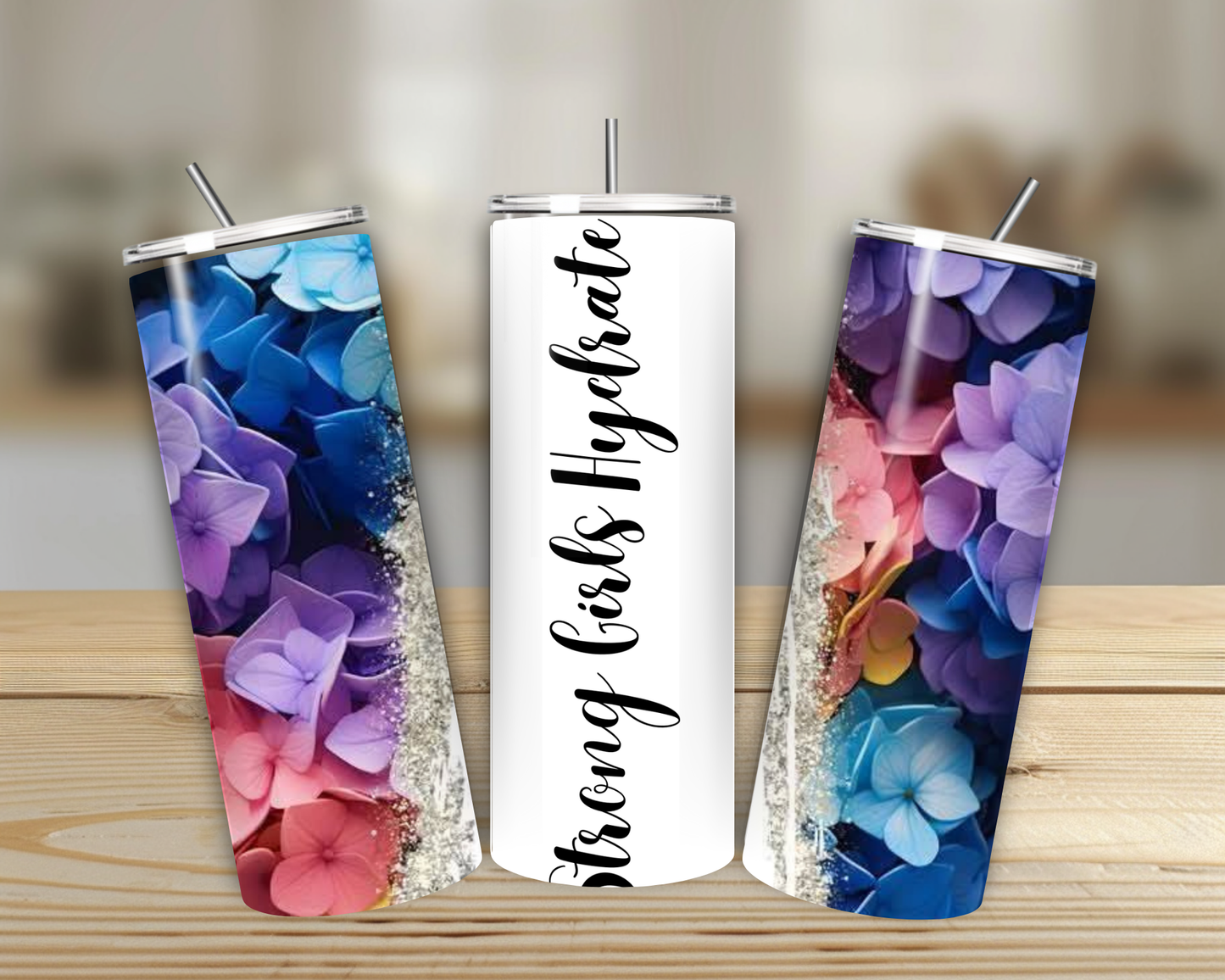 Strong Girls Hydrate- Floral Skinny Tumbler