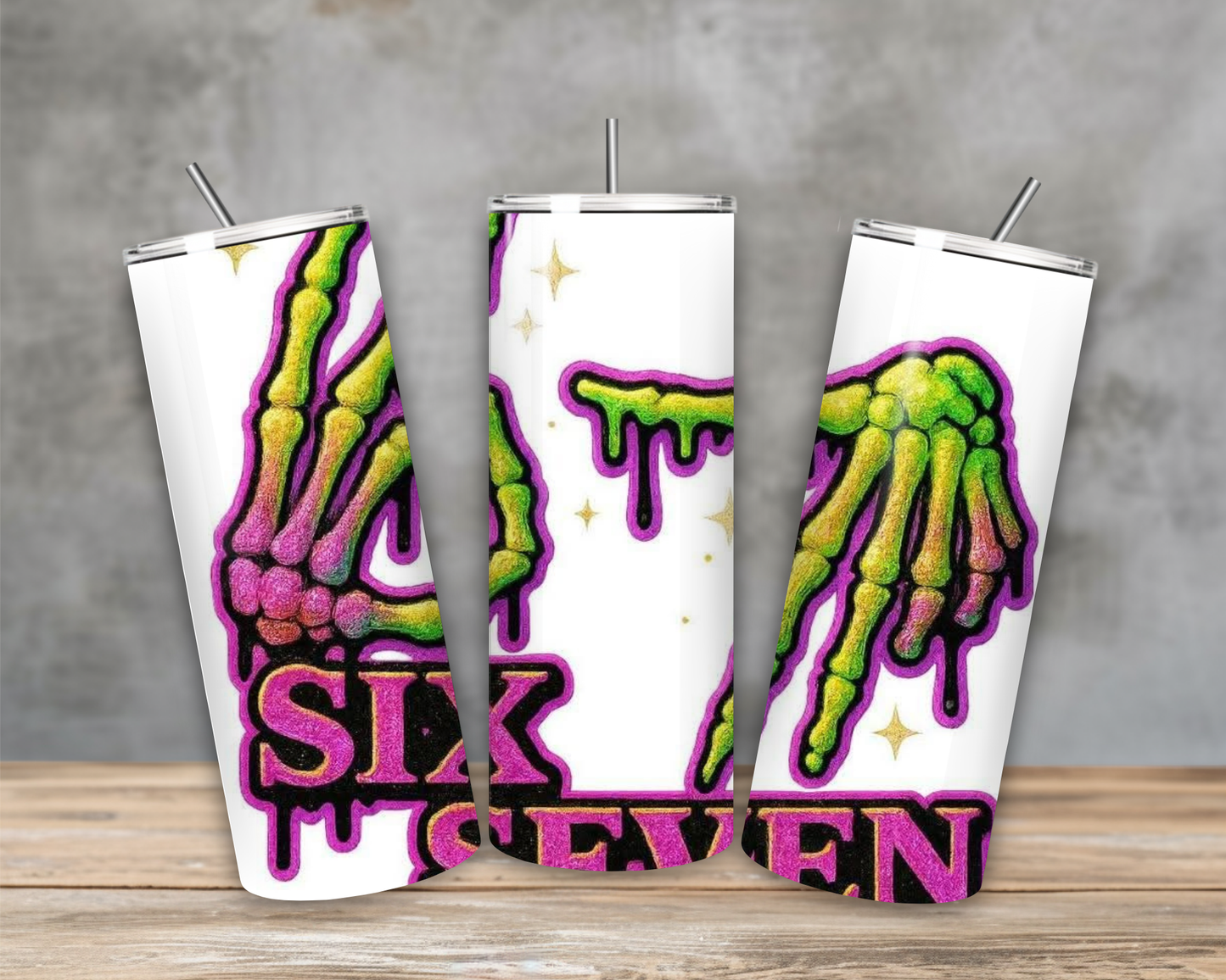 Six Seven Pink Skeleton Tumbler