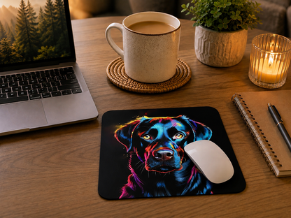 Colorful Neon Labrador Mouse Pad