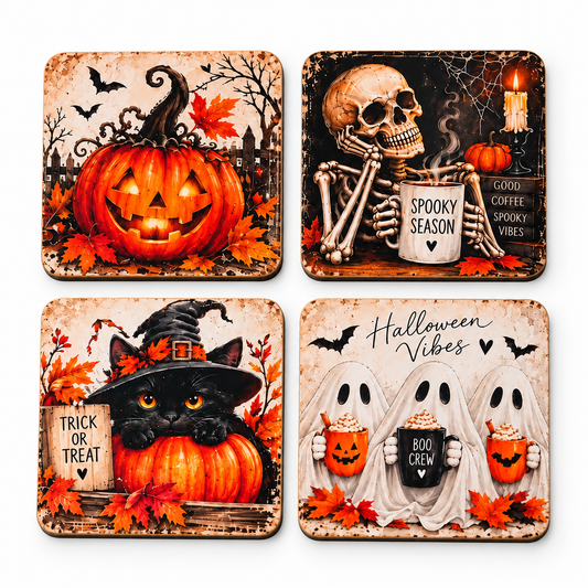 Halloween Drink Coasters – Set of 4