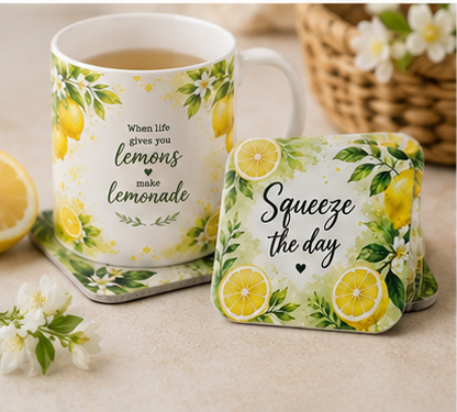 Lemon Drink Coasters Set | 4 Pieces