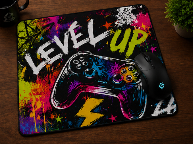 Level Up Graffiti Gaming Mouse Pad