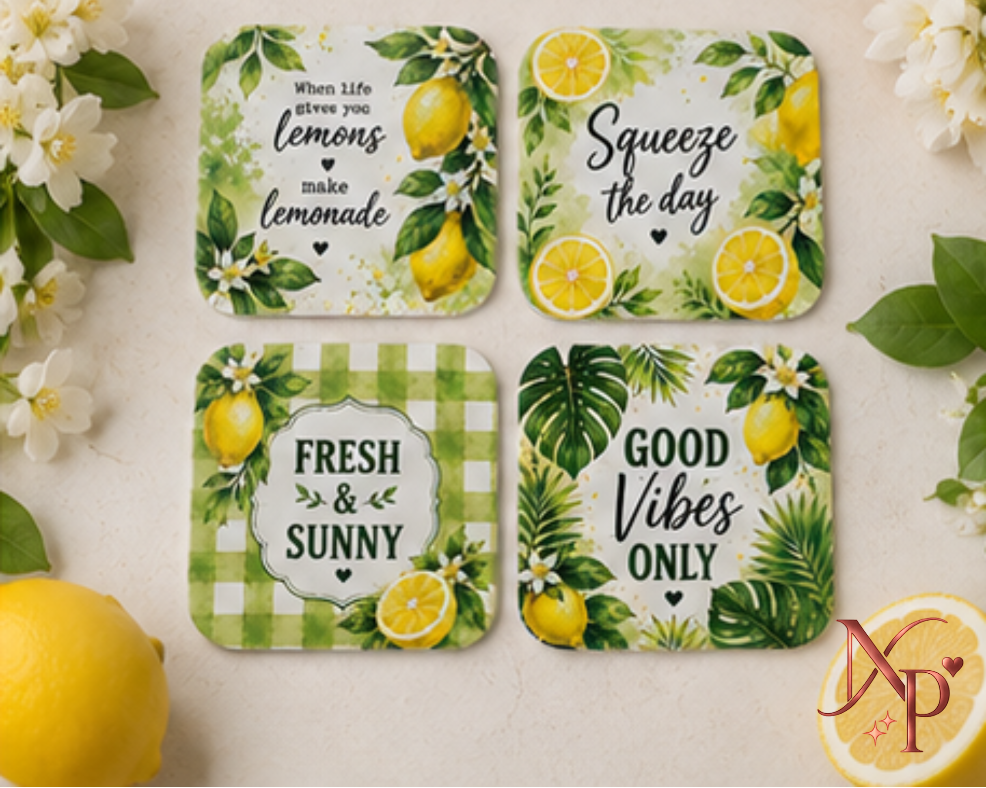 Lemon Drink Coasters Set | 4 Pieces – Nataprint