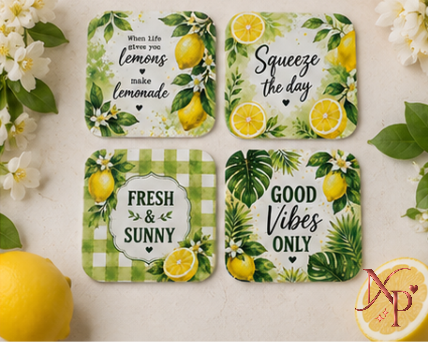 Lemon Drink Coasters Set | 4 Pieces