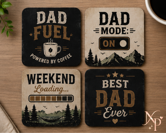 Dad Fuel Drink Coaster Set | 4 Pieces