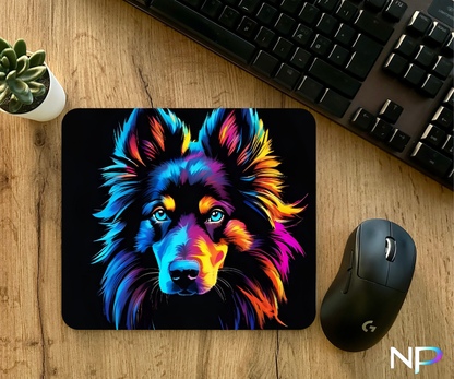 Neon Colorful Dog Mouse Pad