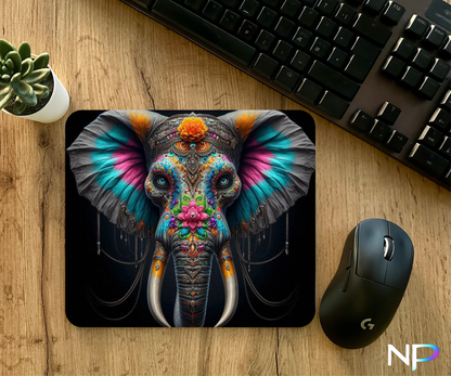 Colorful Elephant Art Mouse Pad