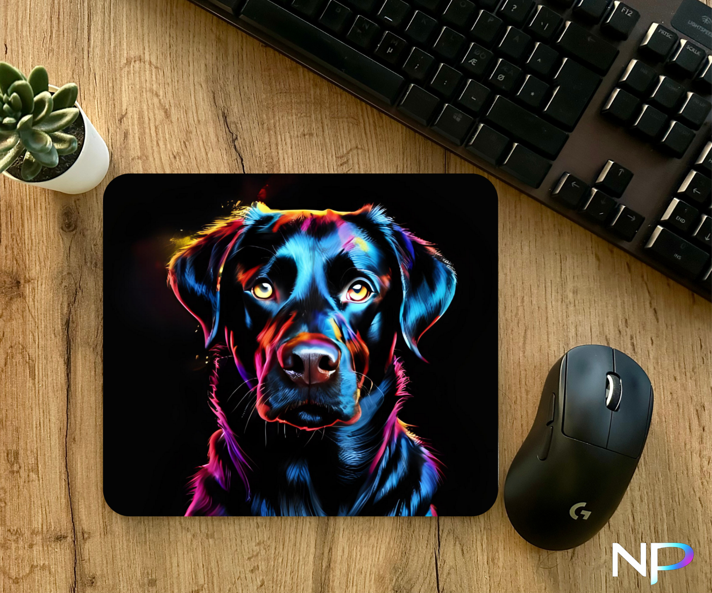 Colorful Neon Labrador Mouse Pad