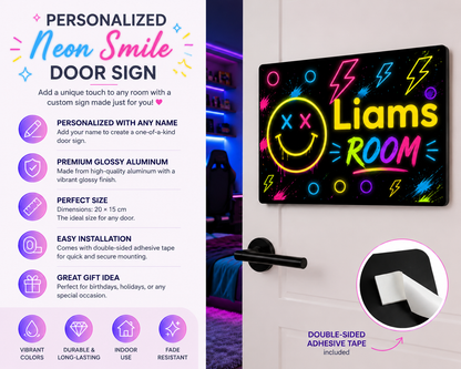 Personalized Neon Smile Door Sign